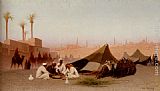 A late afternoon meal at an encampment, Cairo by Charles Theodore Frere